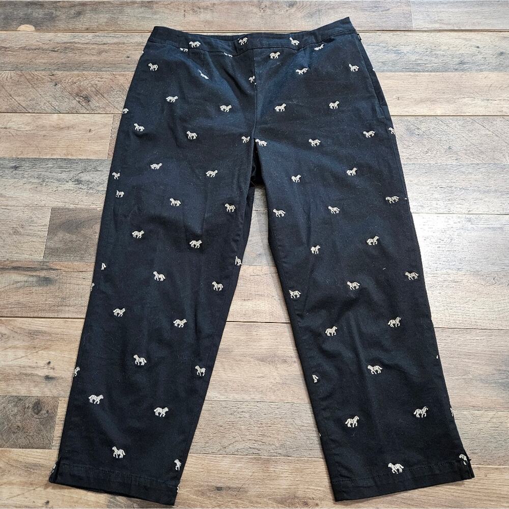 Coldwater Creek Safari Pants Womens Cropped Capri Ankle High Rise‎ Size 12 Black